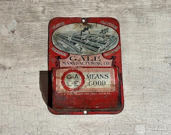 Vintage Gale Manufacturing Co Tin Litho Match Holder