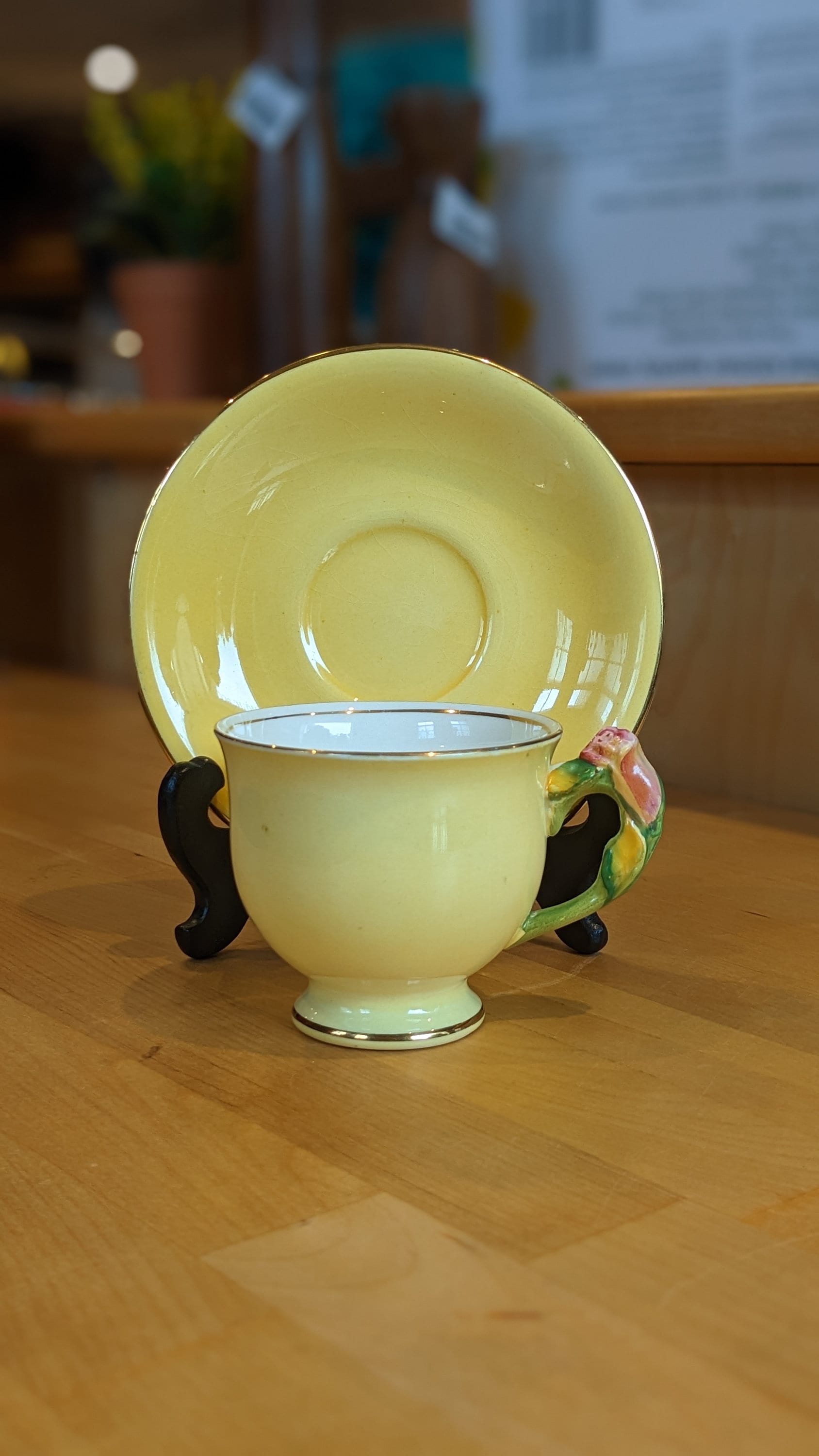 Rare Royal Winton Grimwades Yellow Teacup and Saucer With