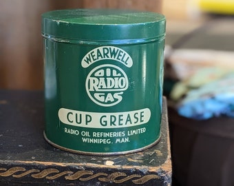Vintage Wearwell Oil Radio Gas Cup Grease Tin