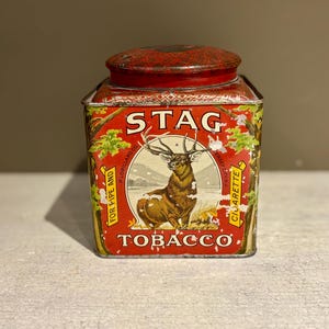 Scatola di latta per tabacco Stag del 1910 della P. Lorillard Co.