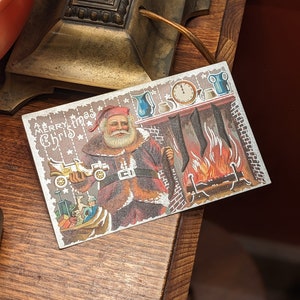 Carte postale de Noël en relief antique - Cadeaux du Père Noël, à collectionner, décor de Noël, carte de Noël, cadeau de Noël