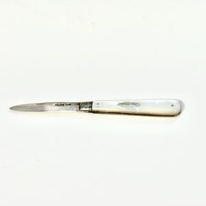 Antique Pocket Knife with Mother of Pearl Handle and Sterling Silver Knife (C)
