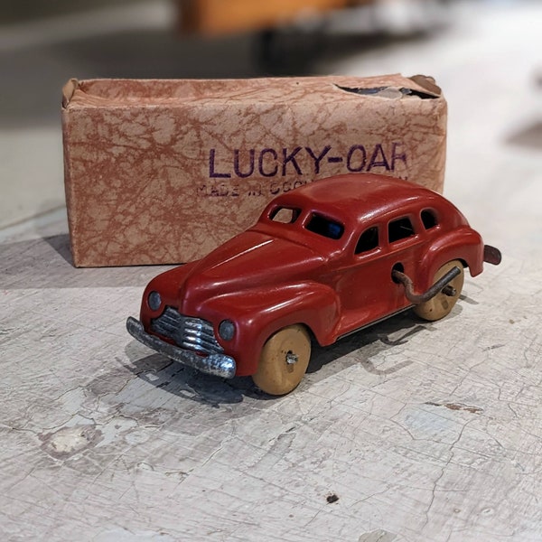 Vintage Lucky Oar Occupied Japan Wind Up Metal Toy Car with Original Box, Collectable, Rare, Decor, Vintage Toys, Gift