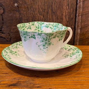 Vintage Shelley Dainty Green Cup and Saucer