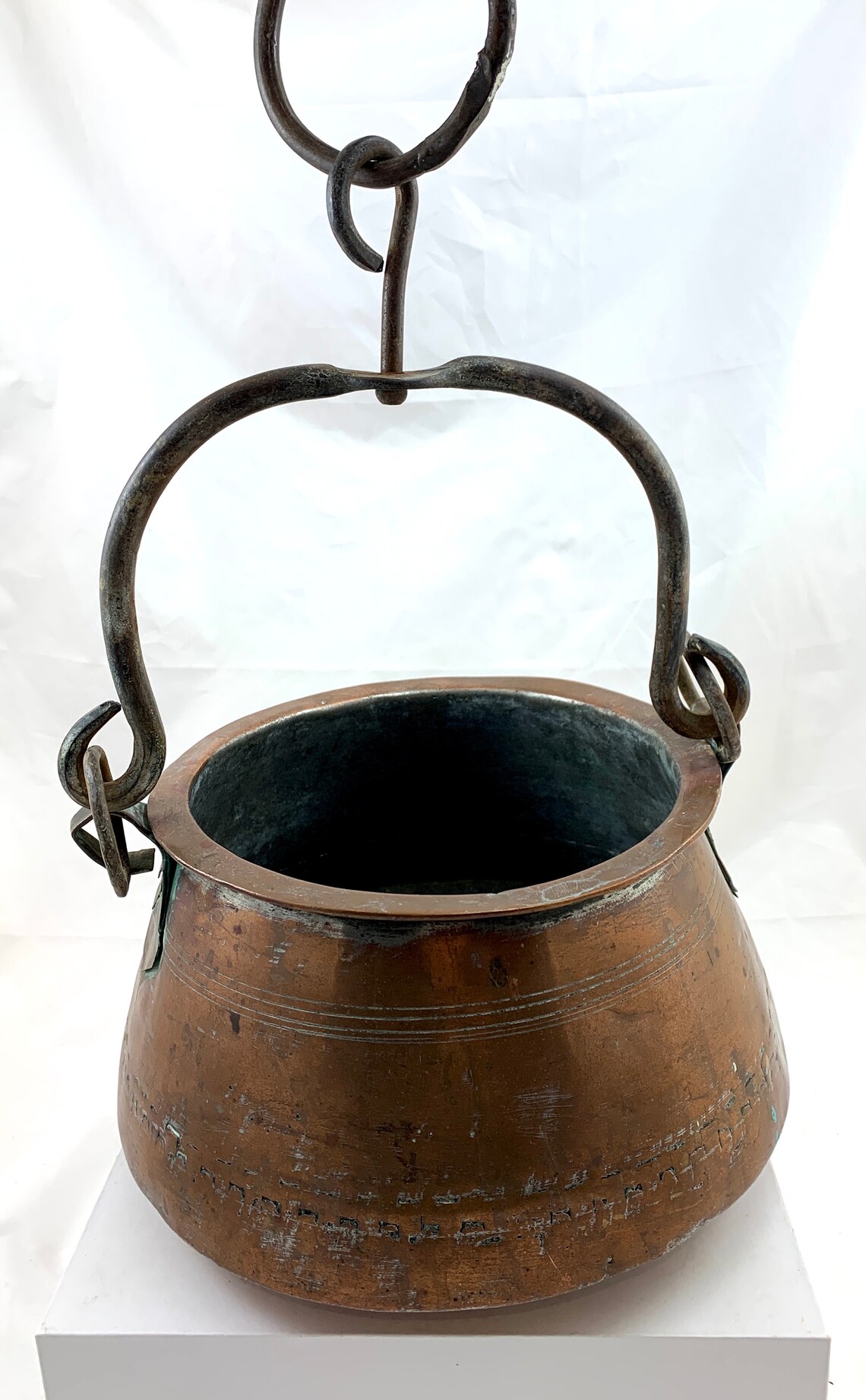 Vintage Copper Fireplace Cauldron w/ Hangers Etsy