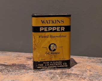 Vintage Watkins Black Pepper Tin – Retro Spice Tin – Antique