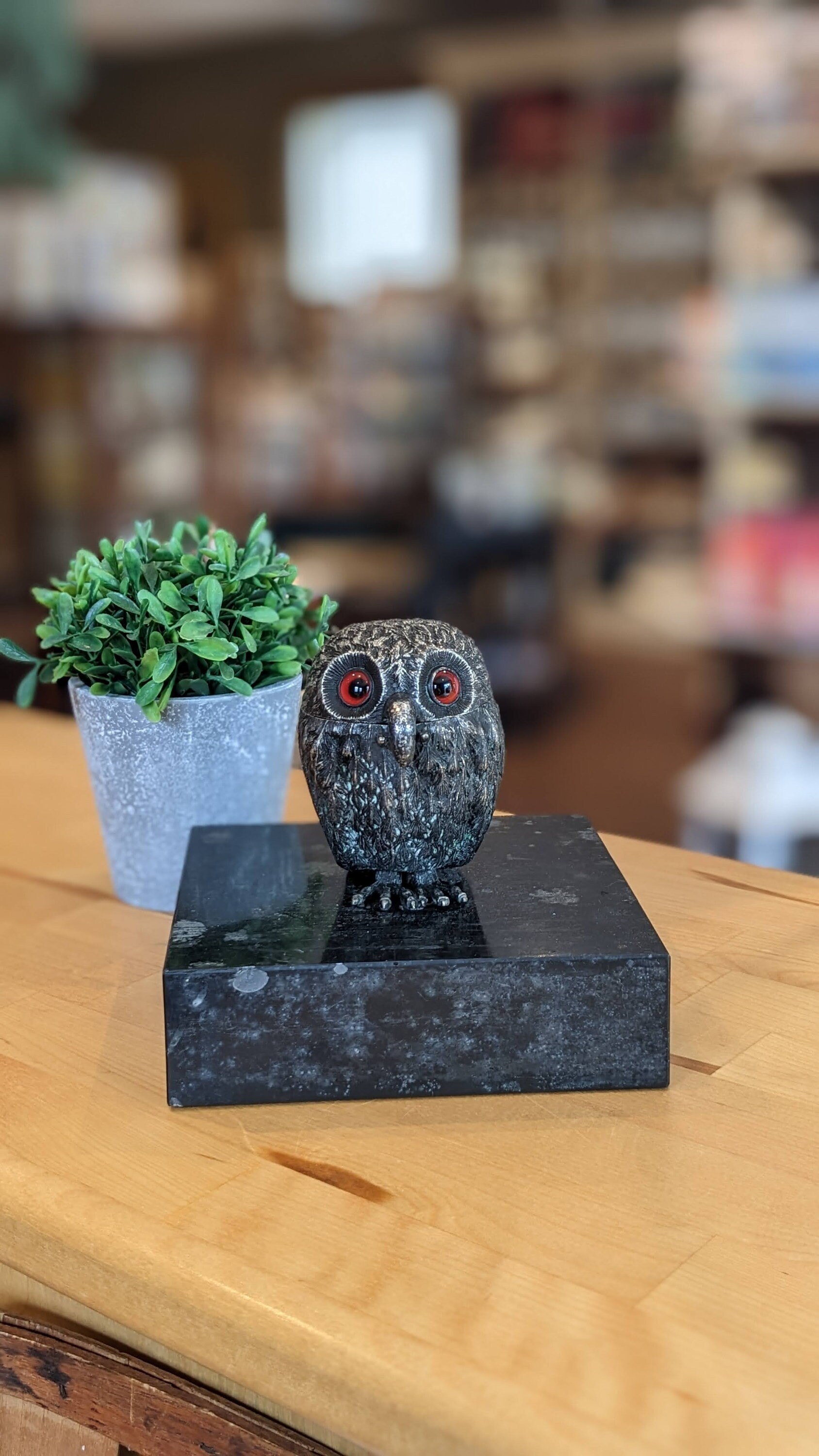 Victorian Owl Mustard Pot – Novelty Collectable, C.1880s Serving Decor