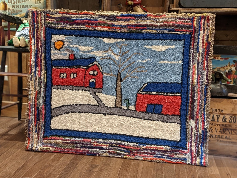 Vintage Folk Art Hand Hooked Rag Mat C.1940 - Etsy