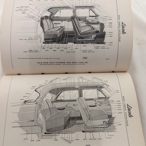 May include: A black and white diagram of a 1953 Lincoln four-door sedan interior. The diagram shows the location of various parts, including the seats, door panels, and window trim. The diagram is labeled with part numbers and descriptions.