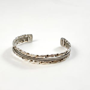 Vintage Heavy Solid Sterling Silver Beaded Cuff