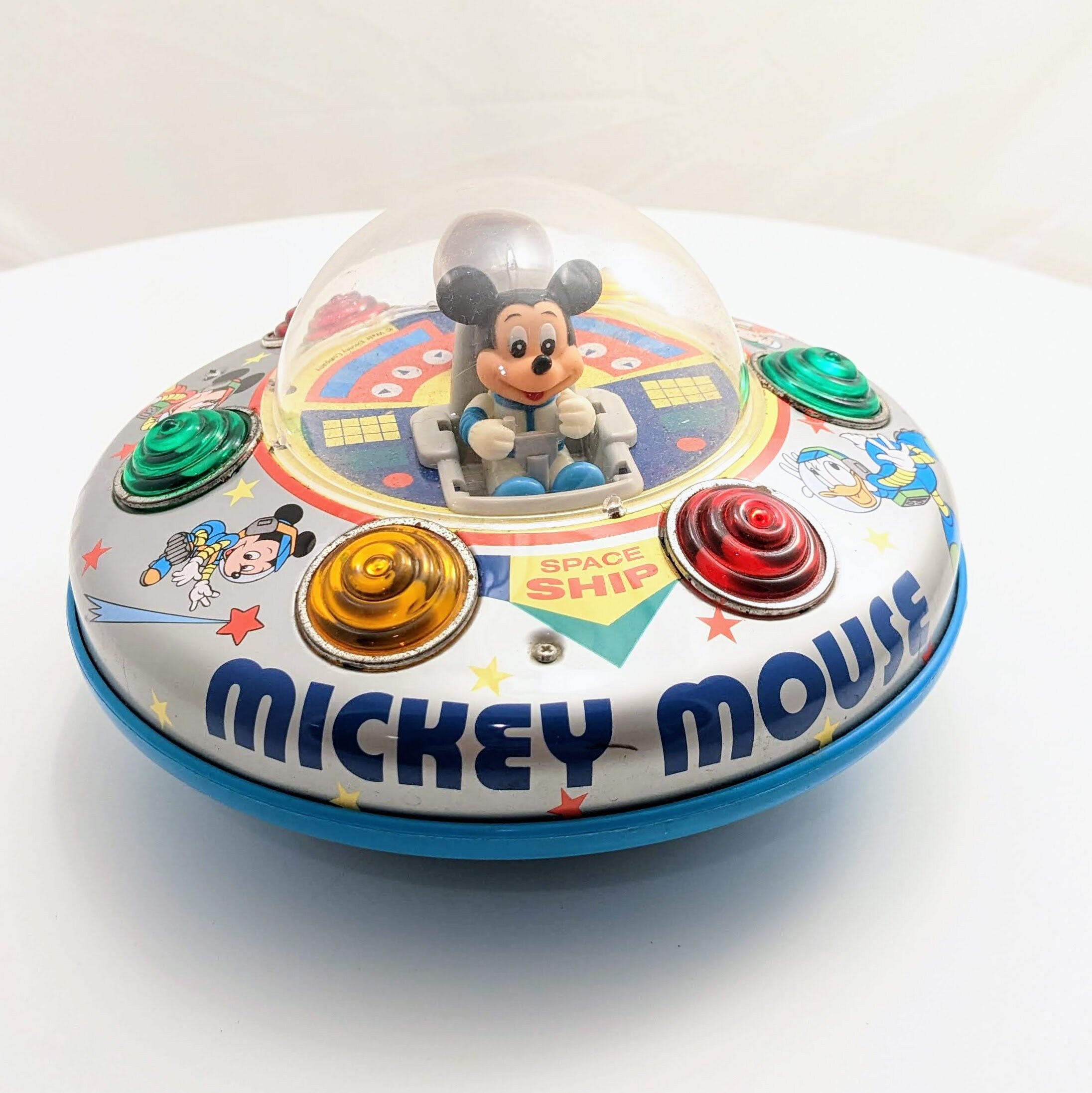 ミッキーマウス 宇宙船型おもちゃ ヴィンテージ ミッキーマウス 宇宙船おもちゃ：電池式、動作可能
