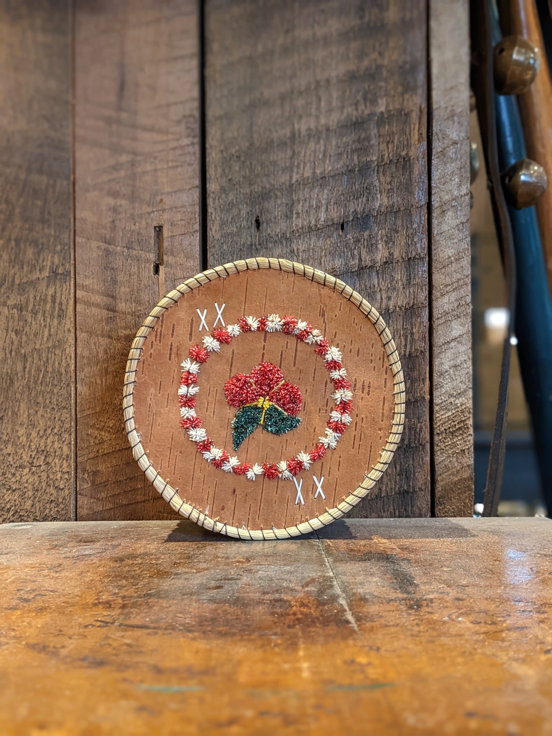 Ojibwa Birch Bark Quill Box W/ Raised Floral Pattern Etsy