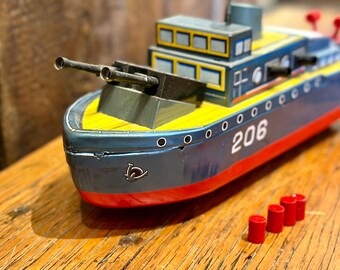 Vintage Yonesawa Tin Subchaser Toy Boat Model No. 206 - Etsy