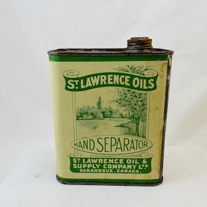 Rare Vintage St. Lawrence Oils Hand Separator Tin - Gananoque