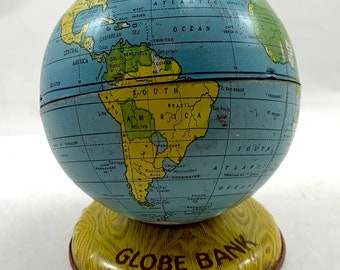 Vintage J. Chein Tin Globe Bank