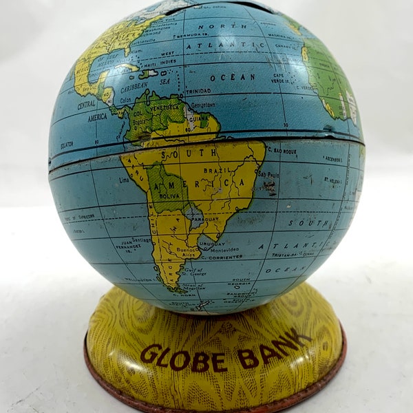 Vintage J. Chein Tin Globe Bank