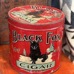 Lata de puros Black Fox, rara, de la década de 1920.