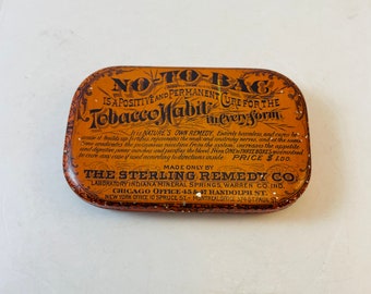 Rare No-To-Bac Tobacco Habit Cure Tin