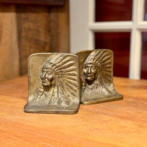 Native Chief Bronze Bookends