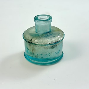 Antique Aqua Blue Dalley’s Glass Ink Bottle