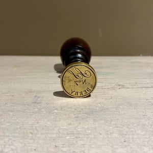 Antique Brass Wax Seal Stamp Derby No.7
