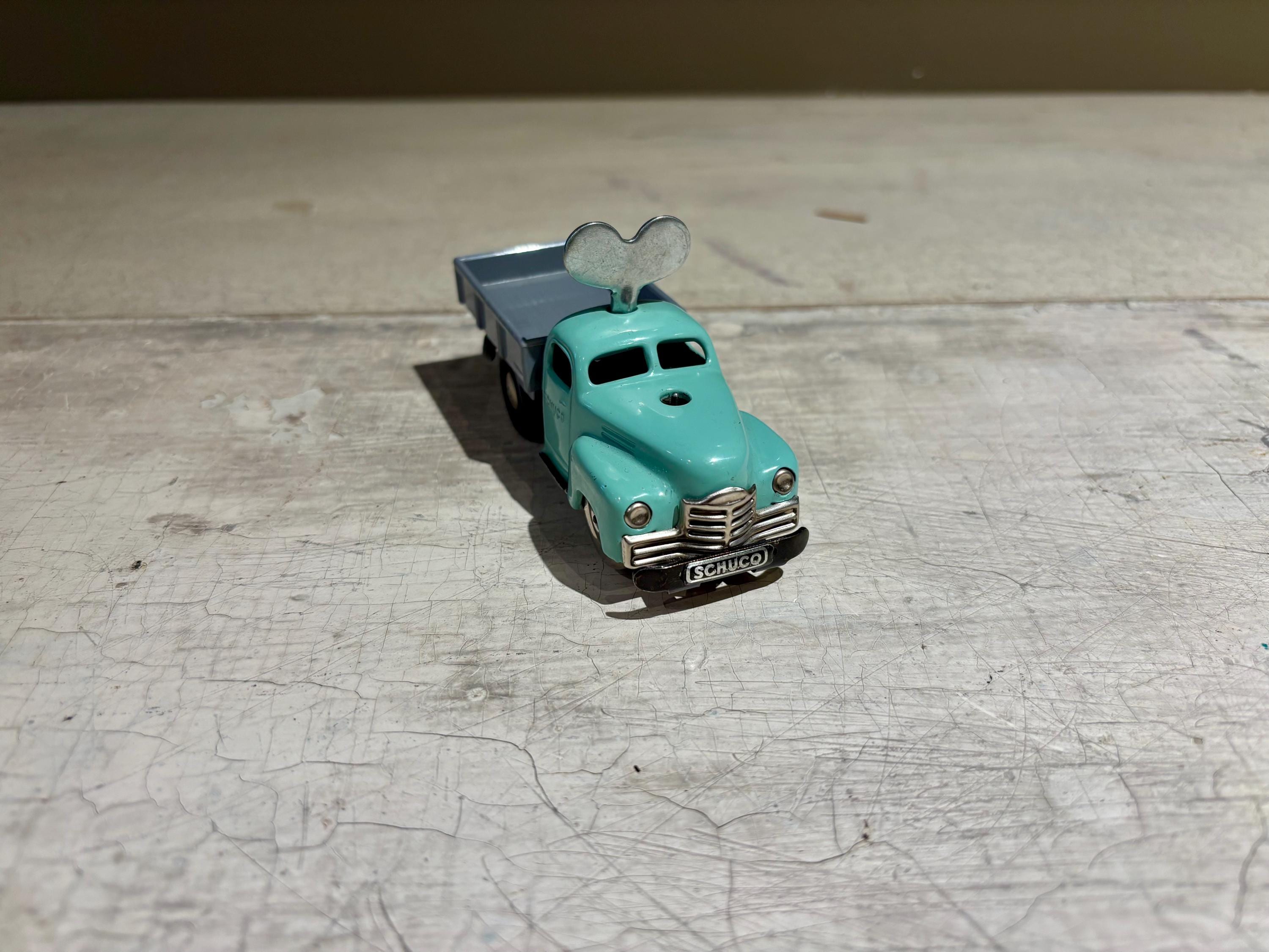 Vintage Wind-up Schuco Varianto Lasto 3042 Teal Toy Truck