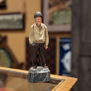 Quebec Folk Art Carving- Man with Backpack