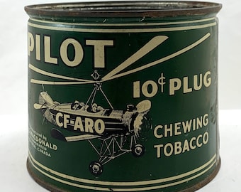 Vintage W.C. MacDonald Pilot CF-ARO Chewing Tobacco Tin