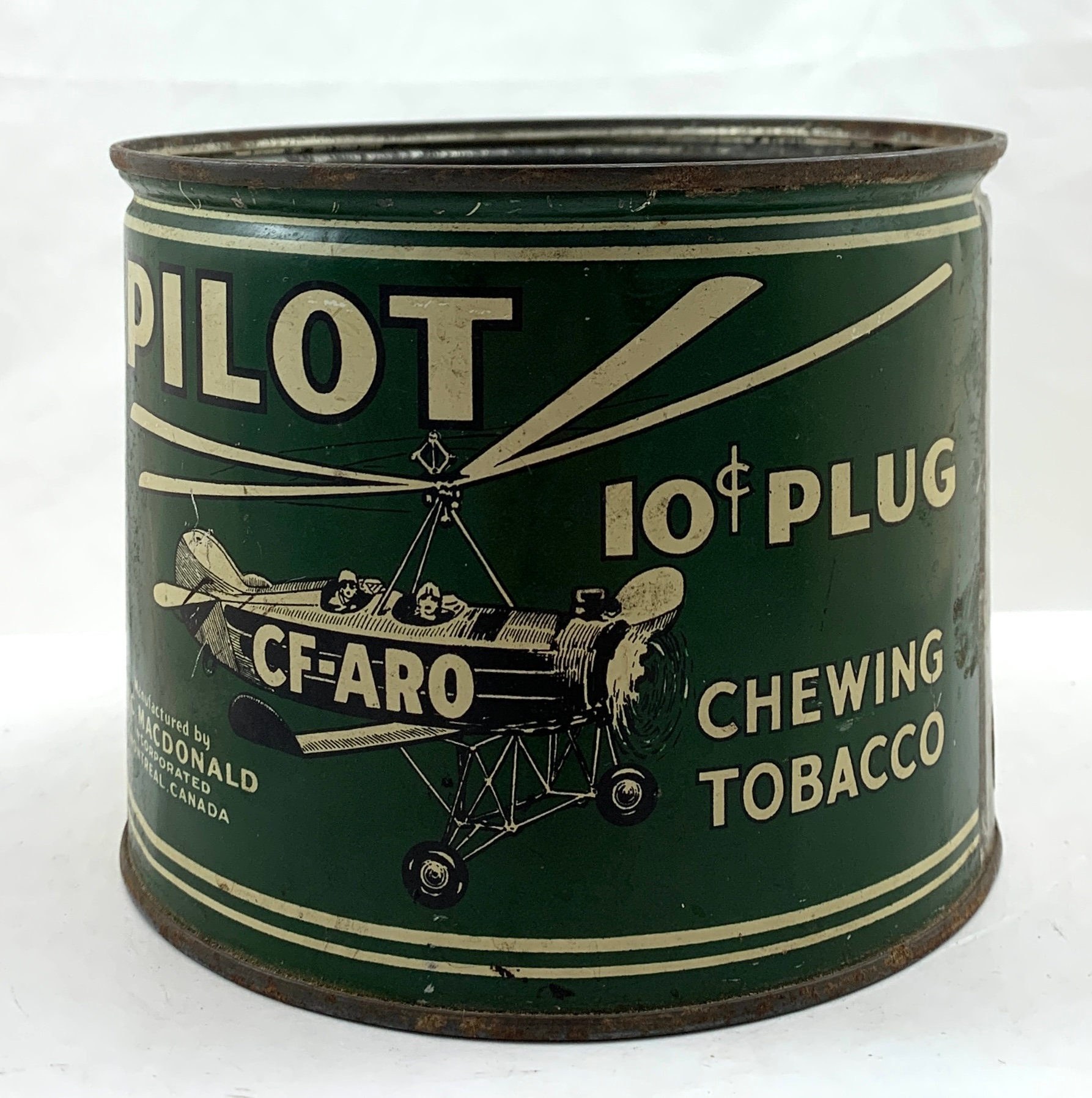 Vintage W.C. Macdonald Pilot CF-ARO Chewing Tobacco Tin