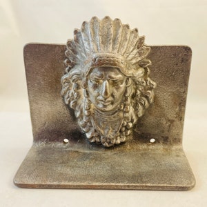 Vintage Cast Metal Native Chief Display Bookend