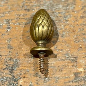 Peut inclure: Un fleuron en métal doré avec un motif détaillé de pomme de pin et une vis pour le fixer à une surface.