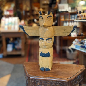 Vintage Cedar Totem Pole 20 Inches Tall