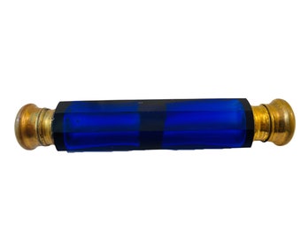 Vintage Cobalt Blue Double Ended "Lay Down" Perfume Bottle