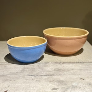 Vintage Blue and Pink Mixing Bowls Set