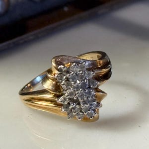 Anello da donna vintage in oro 14 carati con diamanti naturali da 1,0 ct