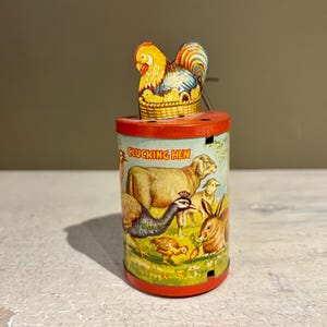 German Tin Litho Easter Winding Toy Clucking Hen