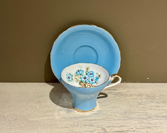 Vintage Aynsley Bone China Tea Cup and Saucer, Floral Corset Cup
