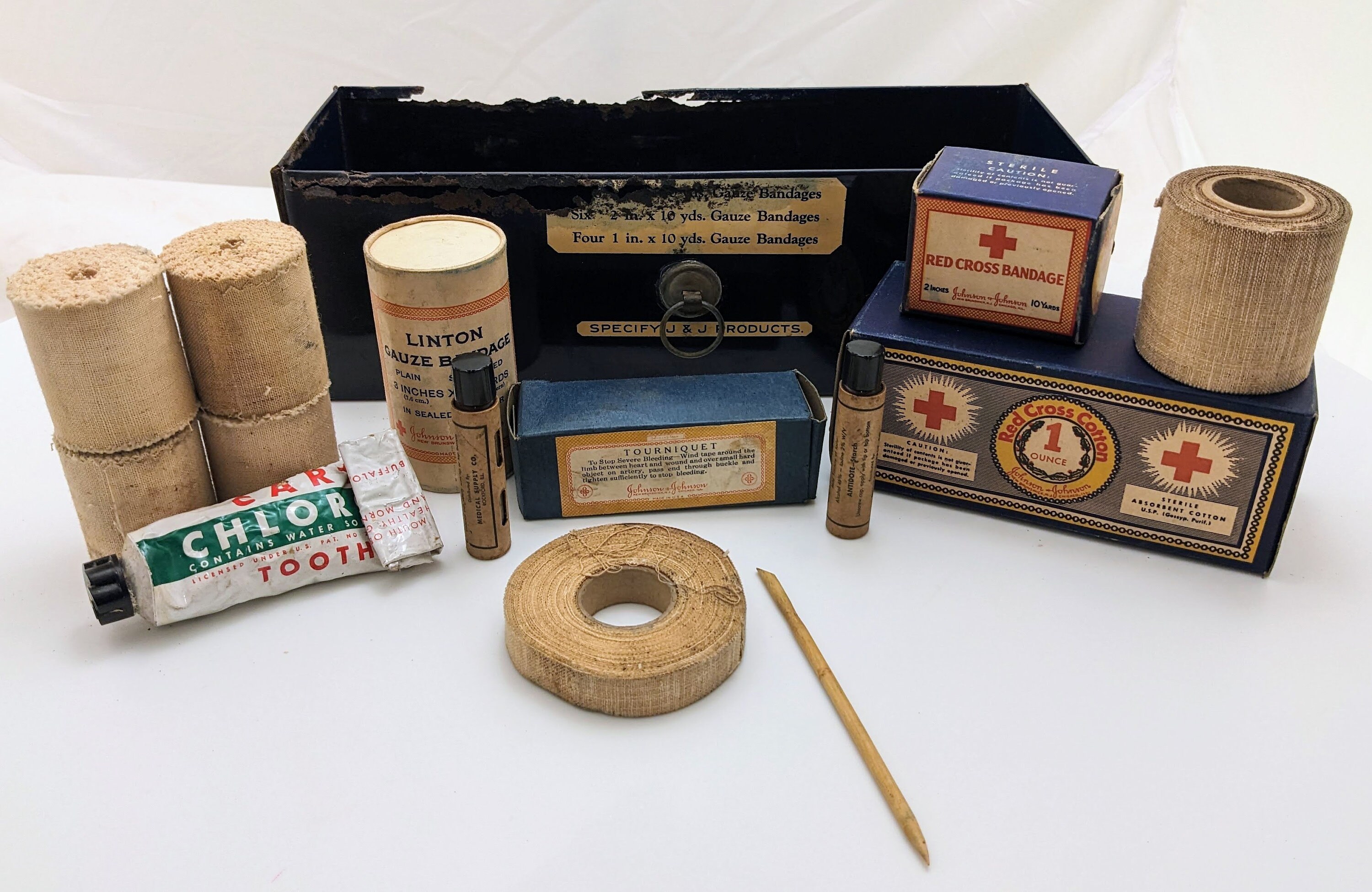Vintage Blue Johnson and Johnson First Aid Kit, boîte de