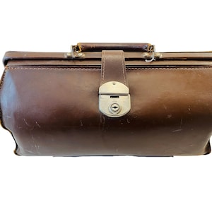 Vintage Brown Doctors Bag With Contents