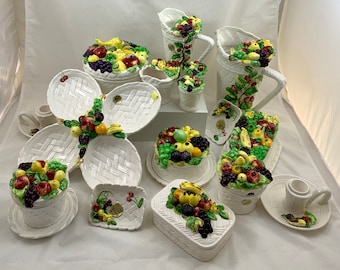 Vintage Ceramic Tutti Frutti Dish Set - 16 pieces
