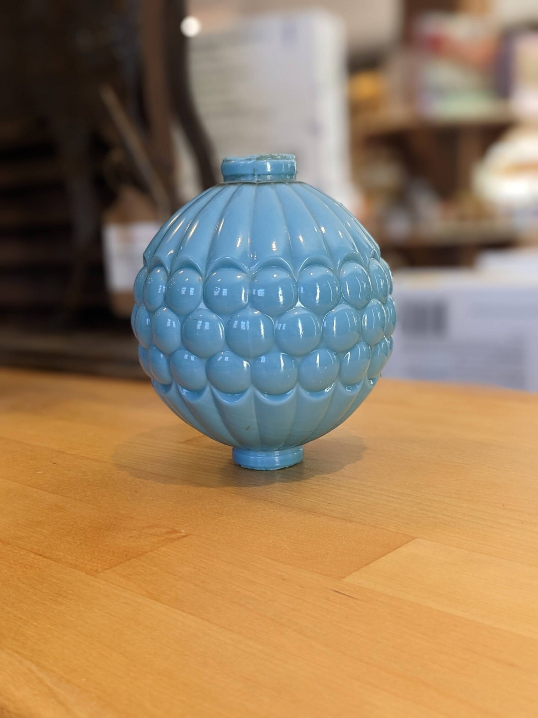 Vintage Lightning Rod Glass Ball Embossed Blue Etsy