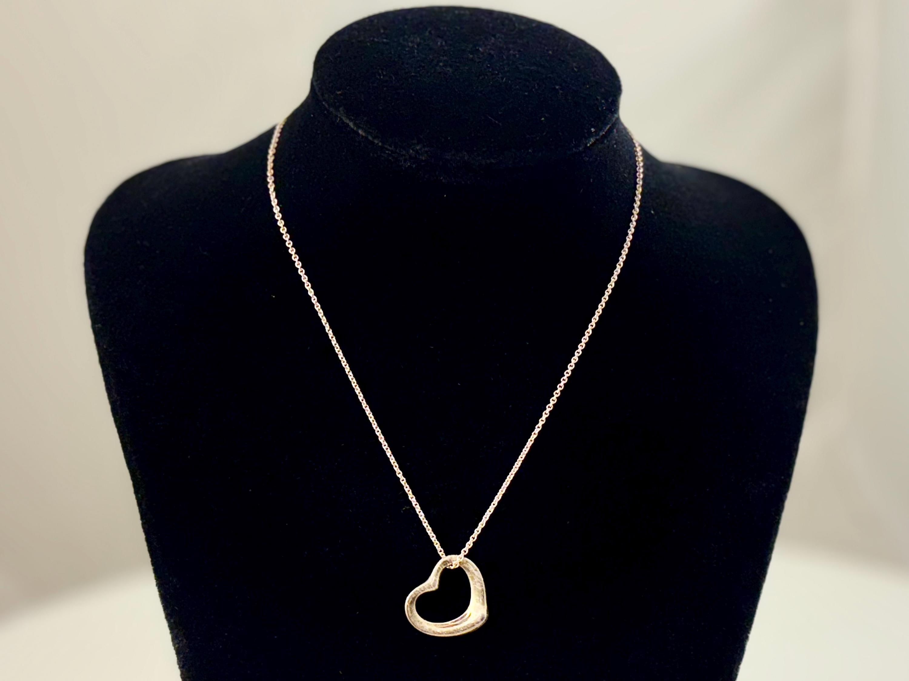 Tiffany & Co. Elsa Peretti Sterling Silver Open Heart Necklace