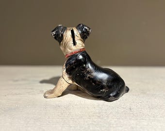 ヴィンテージ鋳鉄製ハブリー ボストンテリア子犬用コインスティル貯金