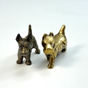 Vintage Pair of Brass and Spelter Scottie Dog Figures