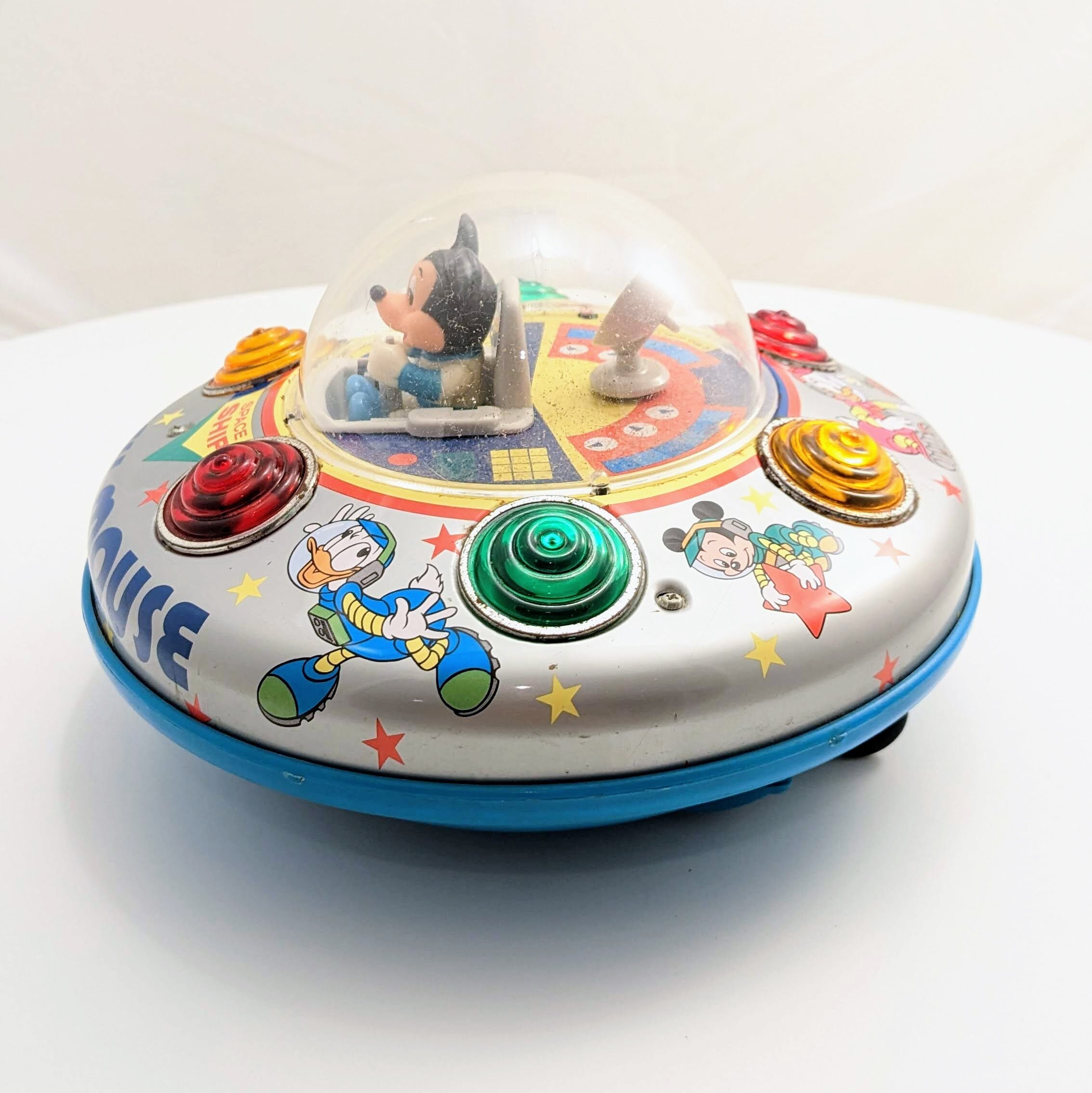 ミッキーマウス 宇宙船型おもちゃ ヴィンテージ ミッキーマウス 宇宙船おもちゃ：電池式、動作可能
