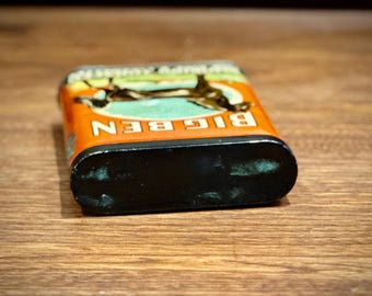 big ben tobacco can Vintage Tin Container w/Hinged Lid Vintage Big Ben Pocket Sized