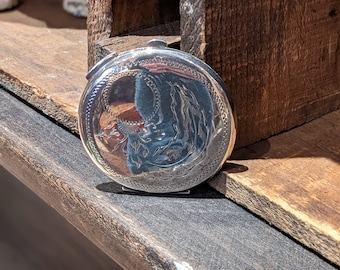Vintage Sterling Powder Compact, Coleccionable, Vanidad, Espejo de Monedero, Art Déco, Personalizable, Regalo