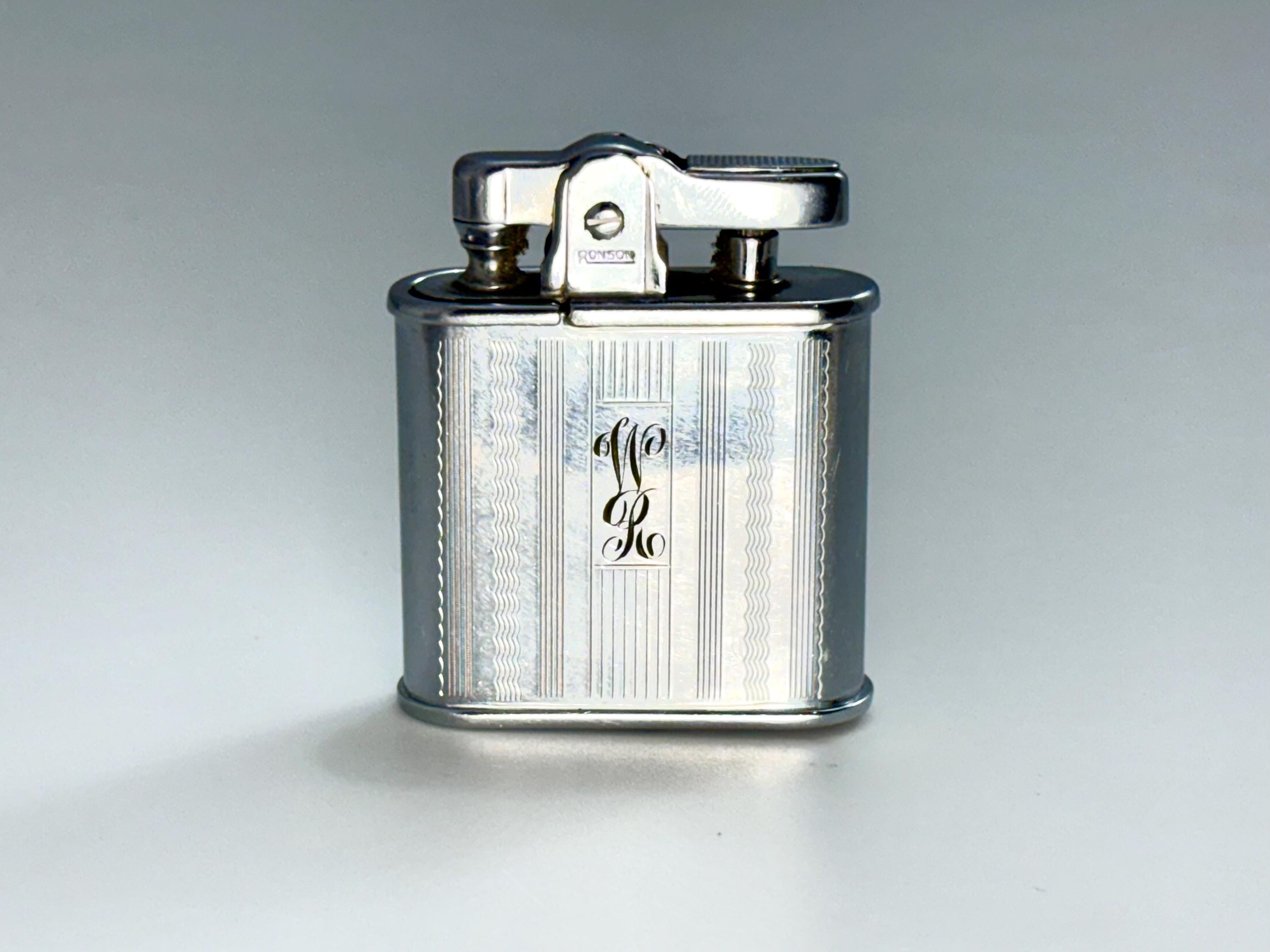 Ronson アンティークライター 茶色と銀色のストライプ Ronson アンティークライター 茶色と銀色のストライプ Ronson