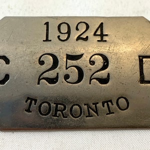 1924 Silver Tone Toronto Badge