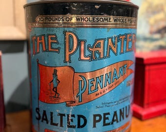 Antique Planters Peanuts Pennant Tin With Mr. Peanut 10lb - Etsy